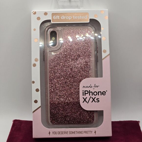 Fellowes Moving Pink Glitter Phone Case iPhone X/Xs 6ft Drop Tested Shockridge - Picture 1 of 4